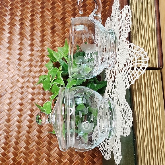 👉*VINTAGE* 3 PC PRINCESS HOUSE CRYSTAL HERITAGE CREAMER & LIDDED SUGAR BOWL - Picture 5 of 10